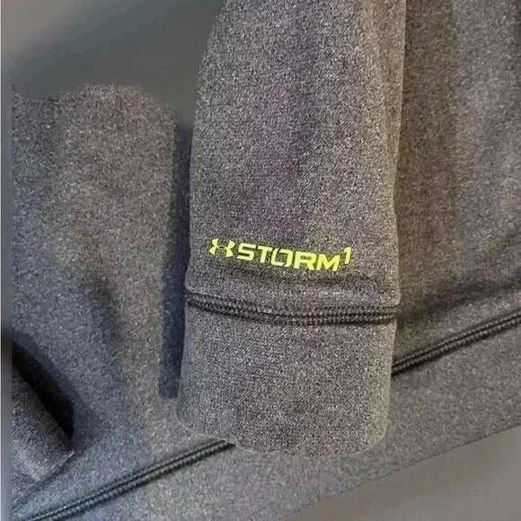 Under Armour Youth Size L Large Hoodie Cold Gear Hooded Sweatshirt Gray Green - Picture 6 of 7